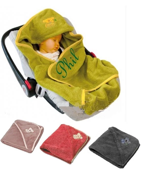 BIBOS Baby Einschlagdecke mit Namen bestickt Babyschale Babydecke Maxi Cosi Autositz