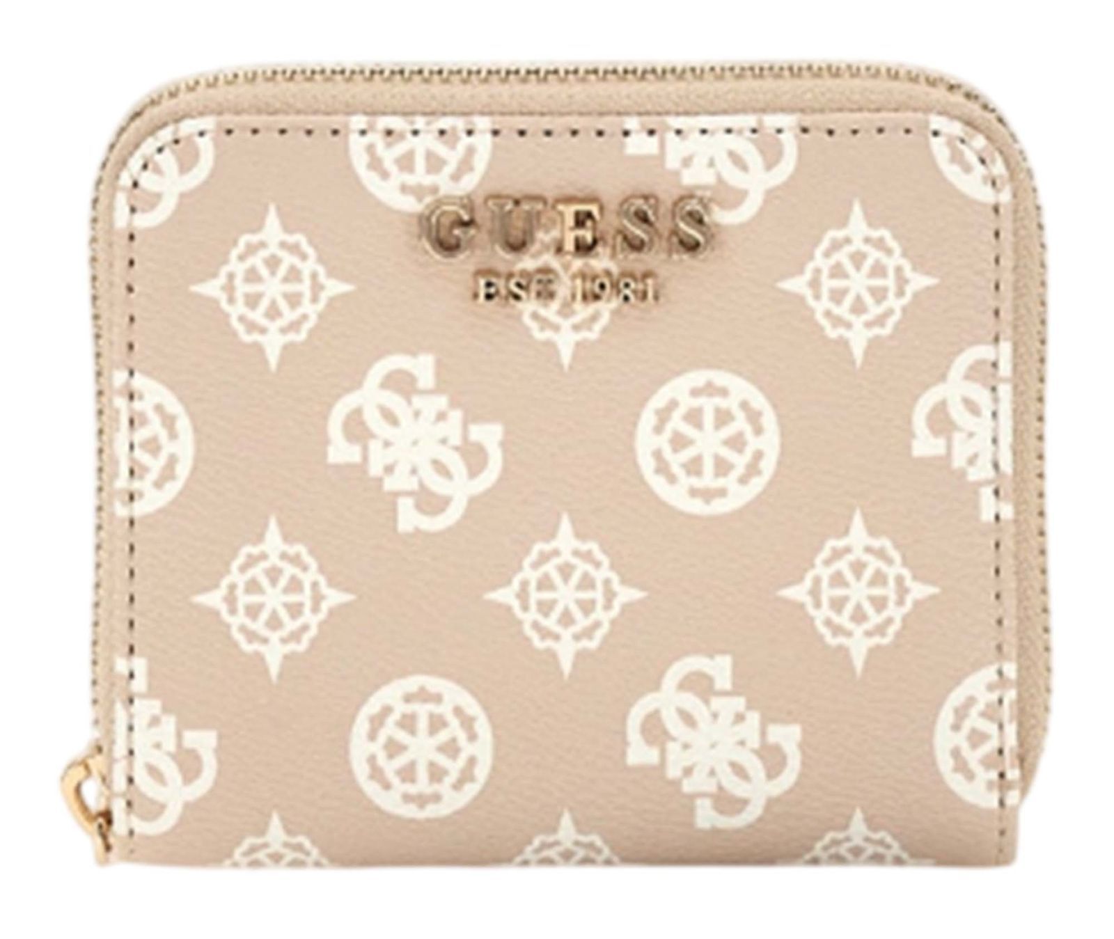 GUESS purse Laurel SLG Small Zip Around Wallet Sand Logo