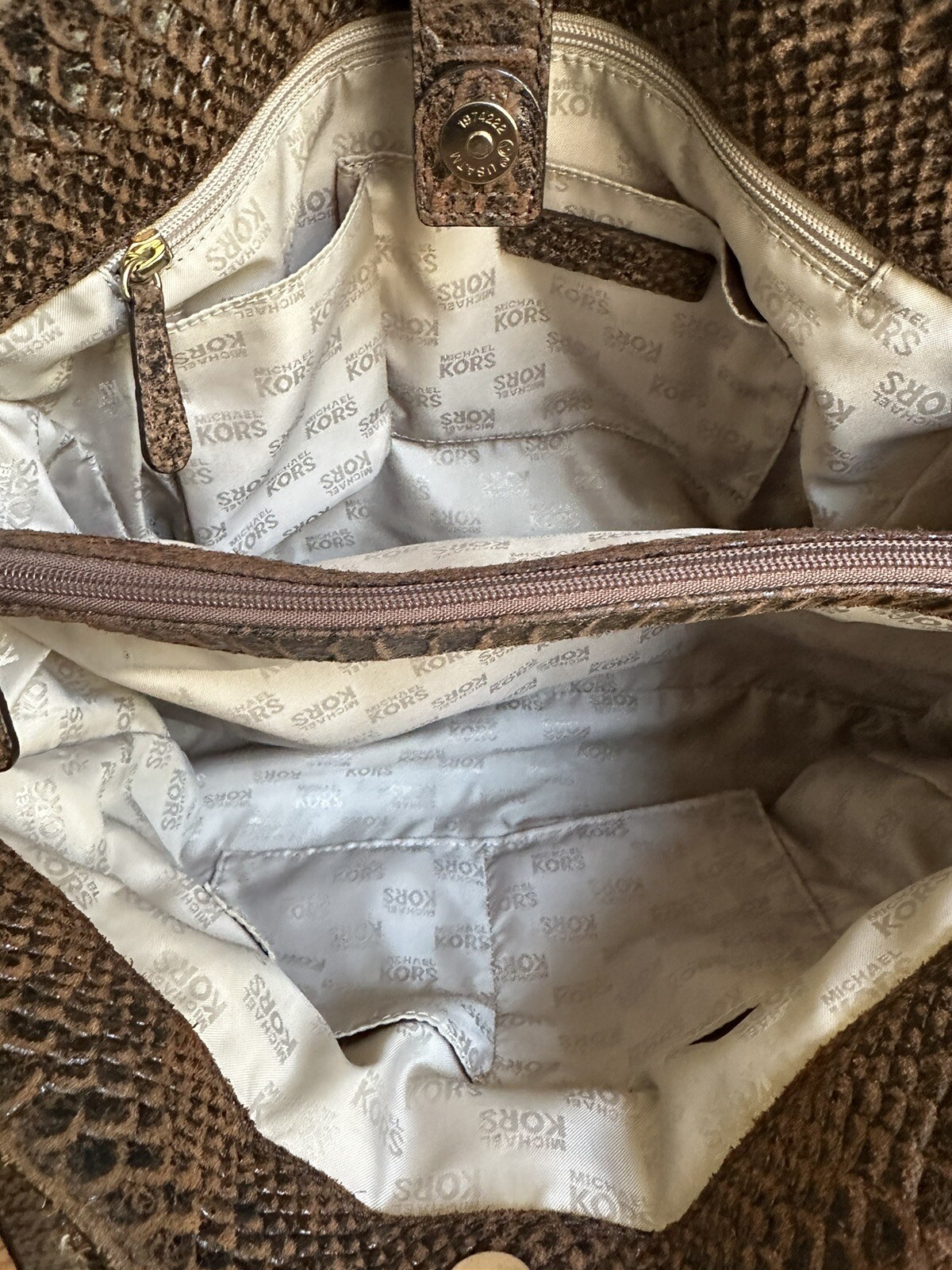 Michael Kors Hamilton Brown Python Snakeskin Leat… - image 9