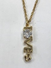 Stainless Steel Gold-Tone Chain CZ Love Pendant Necklace
