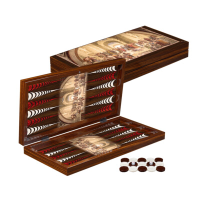 DELUXE Holz Backgammon Set Platon im Format 41x41,5 cm (XL)