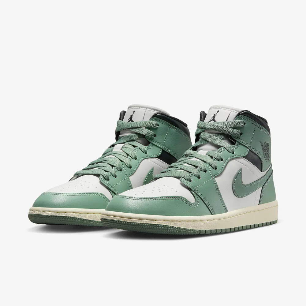 New Nike Women's Air Jordan 1 Mid Shoes - Jade Smoke (BQ6472-130