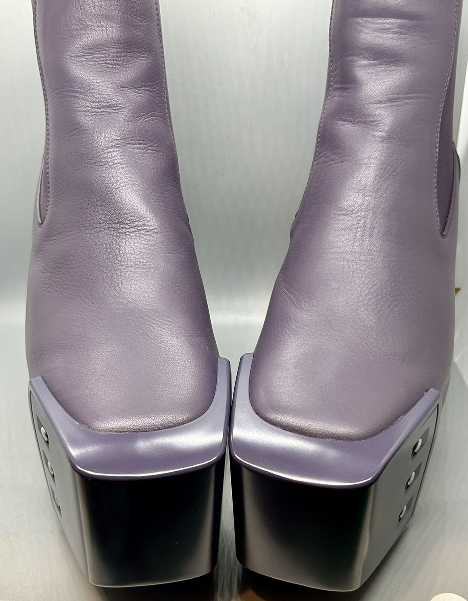 RICK OWENS Kiss Heels Beveled Leather Platform Boots Clear RICK OWENS Kiss Heels Beveled Leather Platform Boots Clear