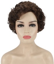 Monroe - Curly Kanekalon Synthetic Fiber Full Wig, 4 - 4.5 in, Medium Brown