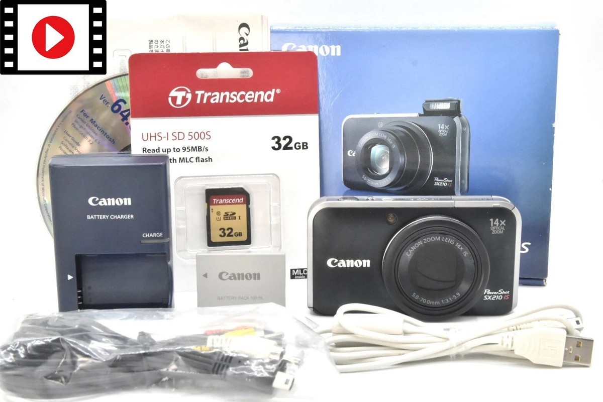 ★美品★Canon PowerShot SX210 IS ブラック Black Canon Powershot SX210 IS - 14.1MP, 14x Zoom, HD Video