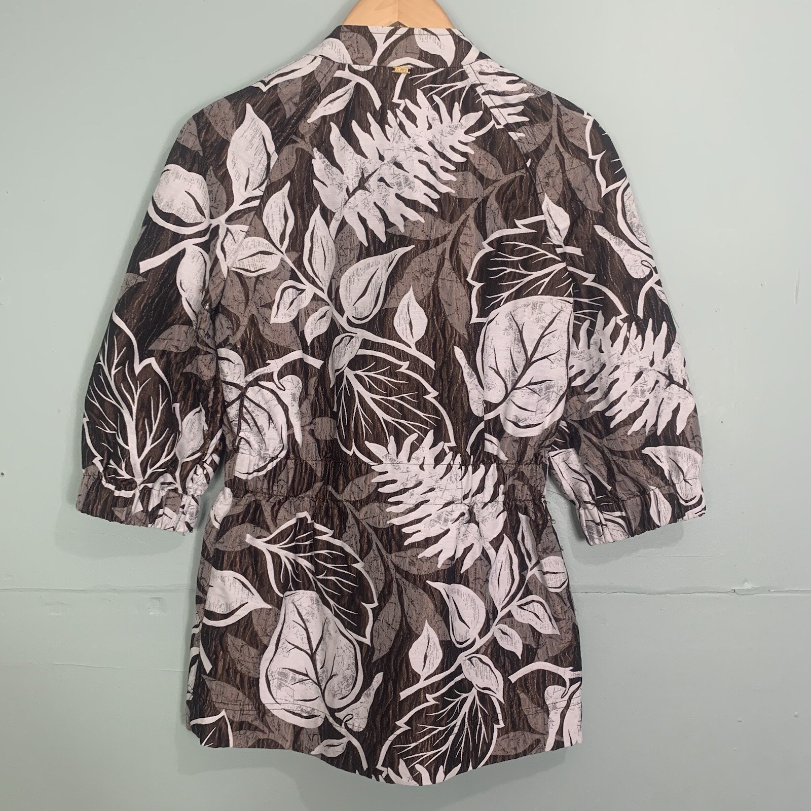 St John Leaf Print Short Sleeve Light Weight Jack… - image 7