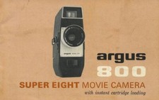 Argus 800 super eight movie camera instruction manual 1960's