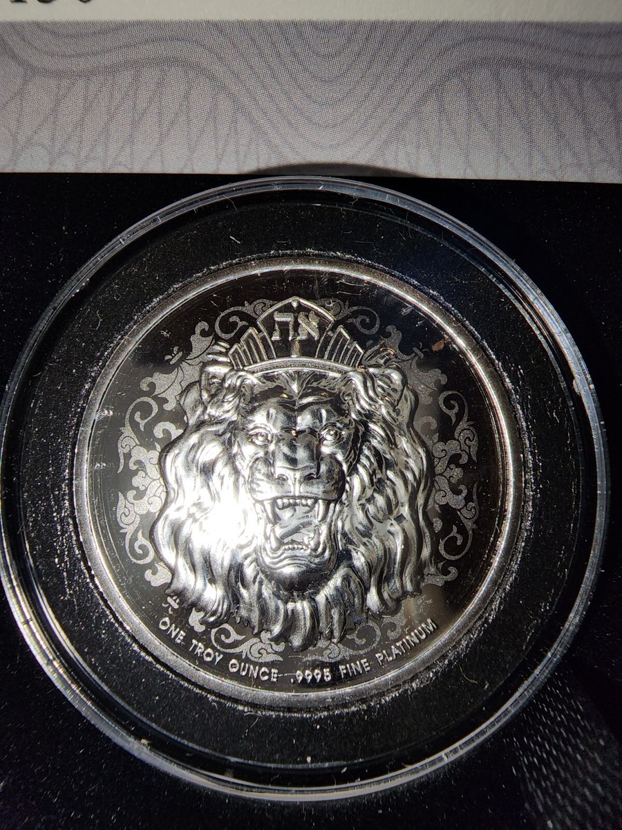 2021 1 Oz PLATINUM $250 Niue ROARING LION OF JUDAH Reverse