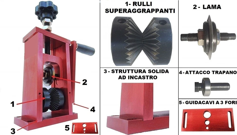 MACCHINA SPELAFILI SPELLACAVI SPELACAVI SGUAINACAVI RECUPERO RAME SPELLAFILI NEW - Immagine 2 di 4