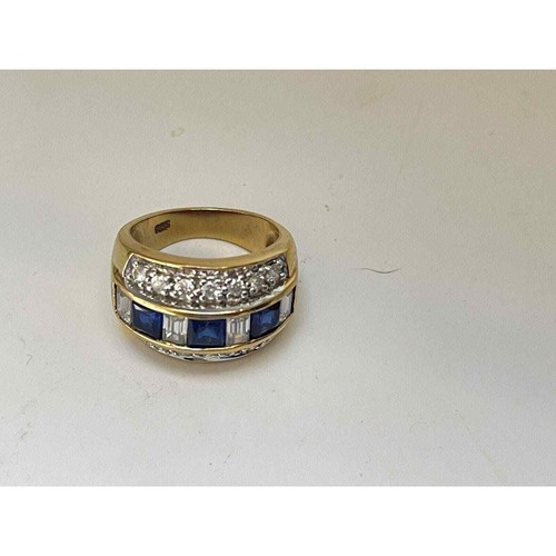 Blue Sapphire Size 5 Band Ring CZ Gold HCE over 925 Sterling Silver 5g TW - Picture 9 of 15