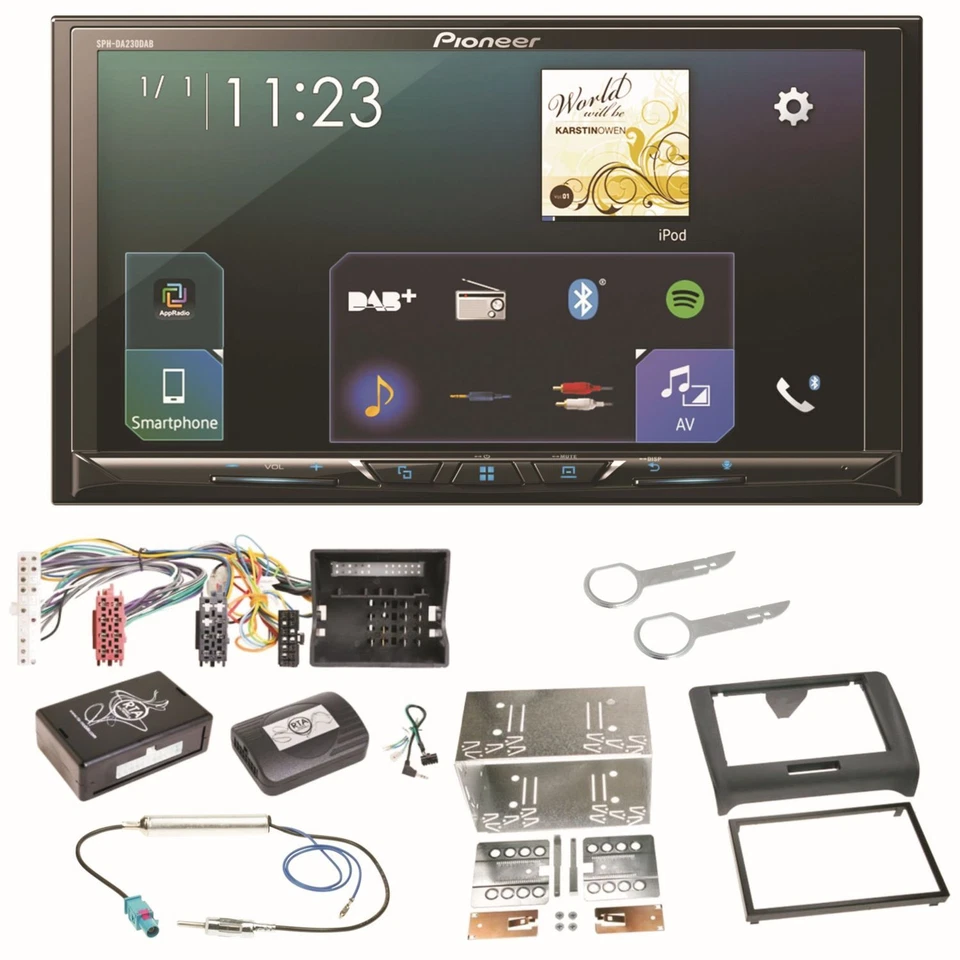 Pioneer SPH-DA230DAB Bluetooth Carplay Android Auto Einbauset für Audi TT 8J - Bild 1 von 1