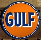 VINTAGE GULF GASOLINE PORCELAIN GAS MOTOR OIL SIGN
