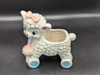 VINTAGE LAMB PLANTER CHARMING E-3302 INARCO NAPCOWARE CERAMIC 5'' TALL