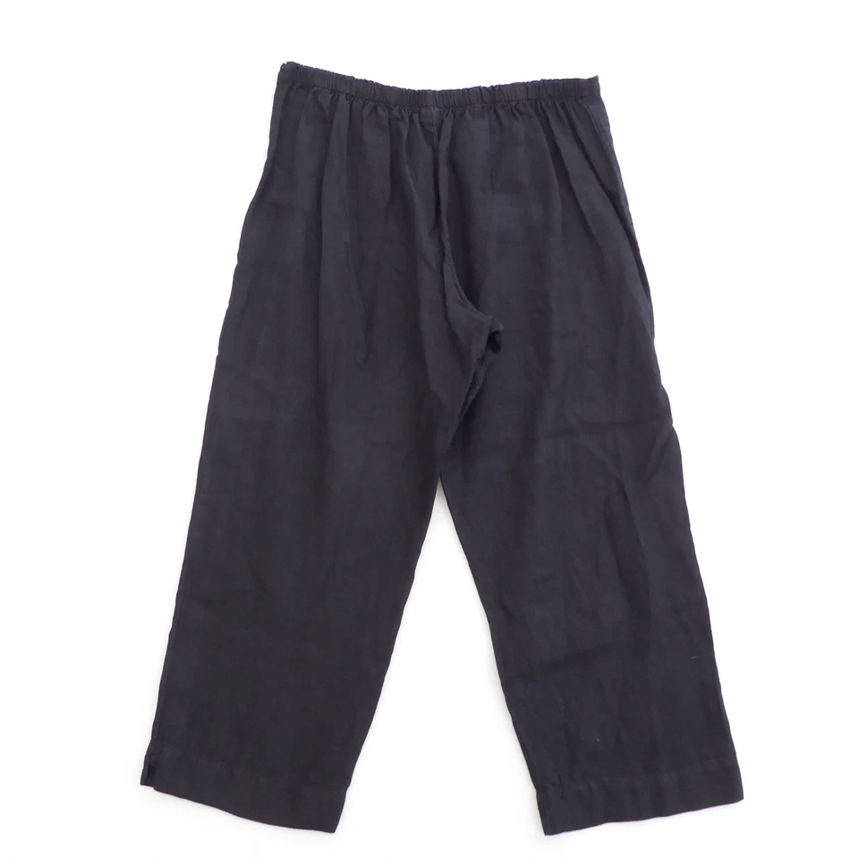 Pantalones para mujer Bryn Walker de lino negro cintura elástica recortados pierna ancha XL Foto 4 de 4