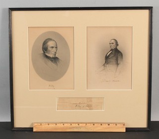 RARE Authentic 19thC Signature Henry Clay & Daniel Webster on Same Paper Chit