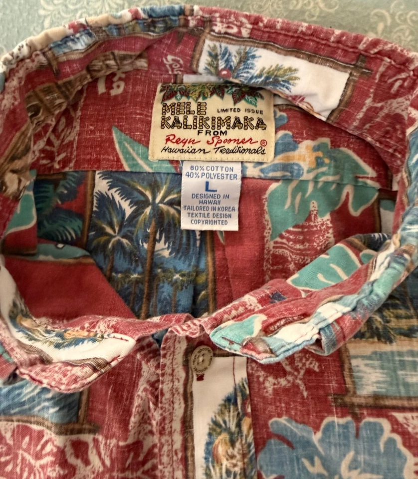 Reyn Spooner L Aloha Shirt 50th Anniversary Xmas Men Cotton Poly 60/40 - Image 3 of 4