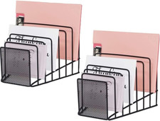 2 Pack Multi Step File Organizer Incline Desktop File Sorter Metal Wire Mesh Ste