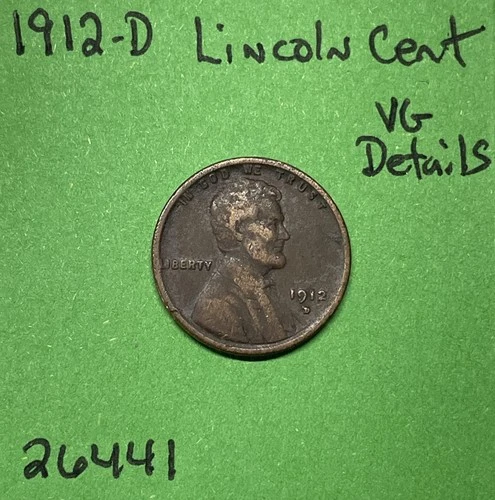 1912-D Lincoln Wheat Cent / Penny 1c Vg Very Good Details Dark And Marks