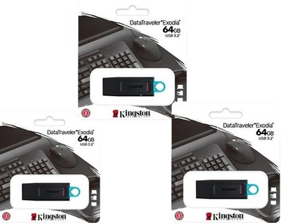3 Packungen Kingston 64 GB Data Traveller Exodia Speicherstick USB 3.2 Flash Drive