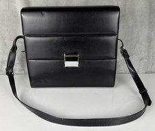 Vtg VIVITAR Black Leather Hard Camera Lens Case Shoulder Strap Compartment Japan