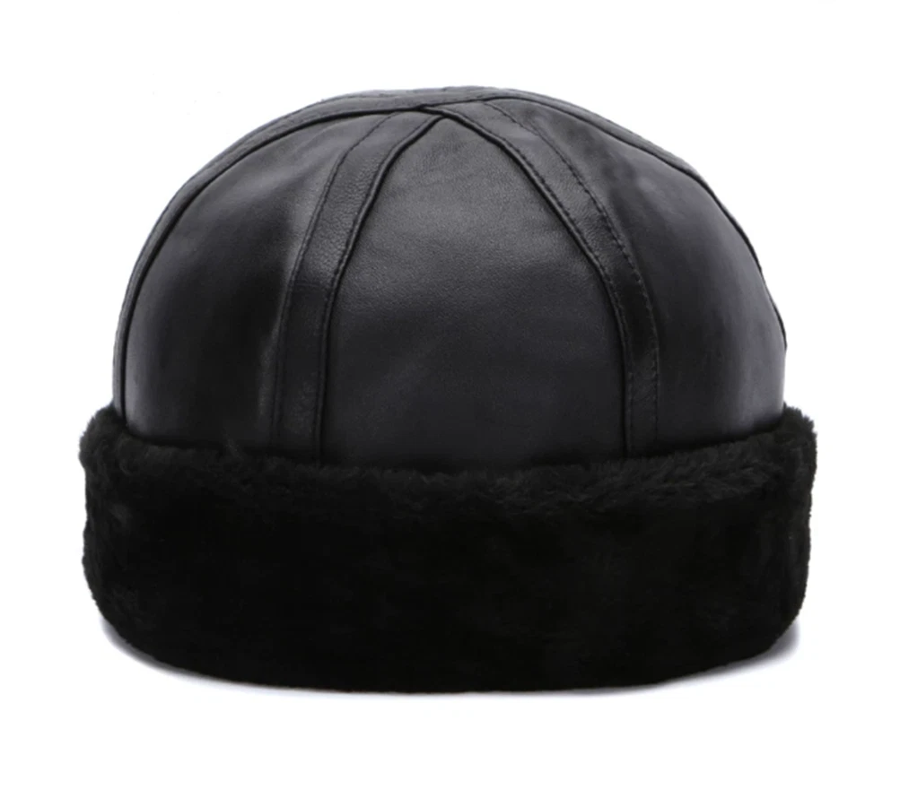 Men's 100% Real Leather Skullcap Beret Round Caps/Hats Various Styles