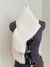 Elegant Korean Hanbok Silk Scarf Shawl Beige with Double Tassels K-Drama K-Pop