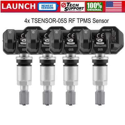 4x LAUNCH TSENSOR-05 RF Universal Programmable TPMS 315MHz&433MHz Metal Stem