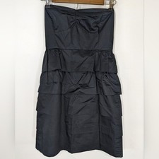 J.CREW Dress Womens 0 Black Tiered Aline Strapless