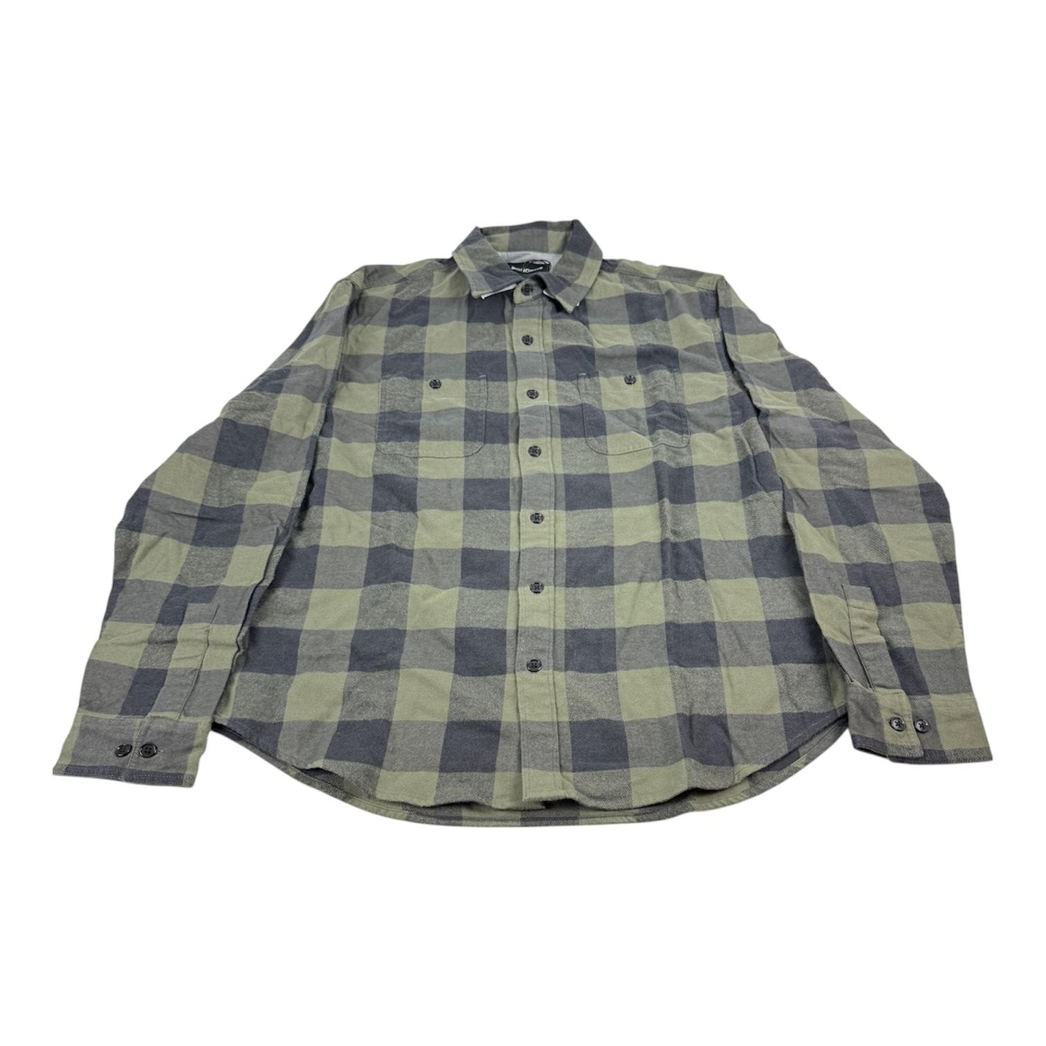 Bonobos Flannel Shirt Olive Green Buffalo Plaid Size Large Mens Slim-Fit 8490₽