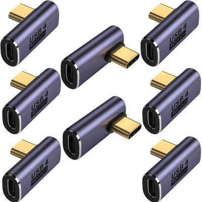 90 Degree Right Angle USB C Adapter 8 Pack for Mobile Phone & Laptop