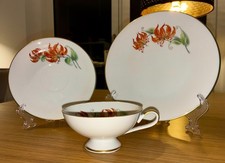 Hertel Jacob Kaffeegedeck Trio handgemalt Orange Blumen Deutschland Vintage