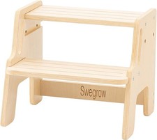 Wooden Step Stool,Height-Adjustable 2-Step Stool Toddler Kids,Kids' Step