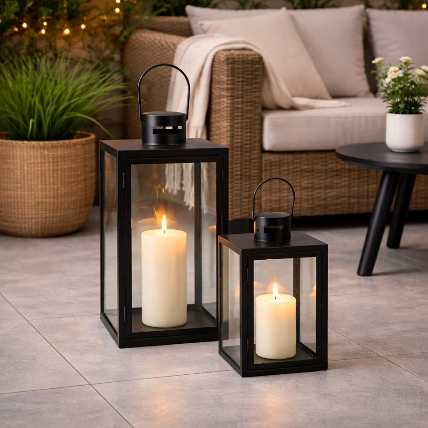 Set Di 2 Lanterne Da Giardino XXL, Lanterne in Metallo, Decorazione per Esterni 