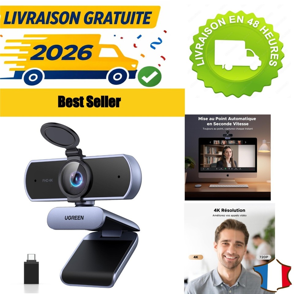 UGREEN FineCam Lite Webcam 4K USB Autofocus Micro antibruit PC