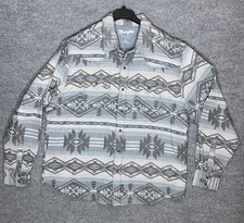 Mens Wrangler Retro Jed Aztec Flannel Sz XXL Gray Heavy Snaps