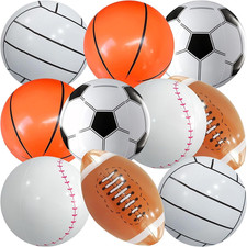 Inflatable Beach Balls Sports Theme Set of 10 16 Inch Football Soccer Volleyball