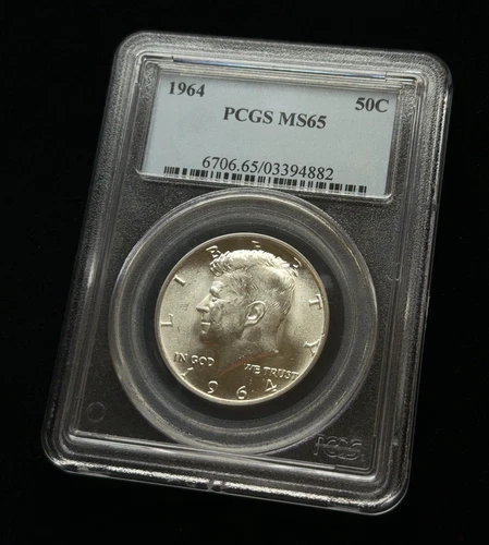1964 Kennedy Half Dollar PCGS MS65 Blue Label 90% Silver Coin