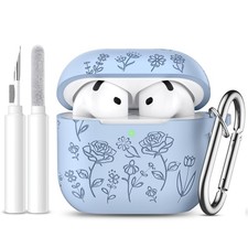 Dgege for AirPods 4 Case Cover 2024 , Cute Flower Engraved A-Lilac