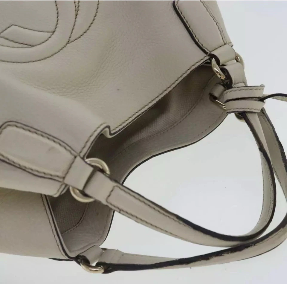 GUCCI Soho Bolso de Mano Cuero 2 Vías Oro Blanco 336751 Auténtico yk15719 De Colección Foto 4 de 4