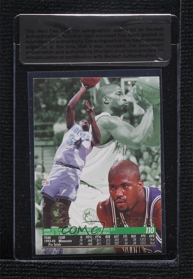 BAS 1994-95 Fleer Ultra Isaiah Rider #110 Seal of Authenticity Auto - Image 2 of 2