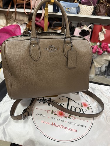 #117 COACH Large Rowan Dark Stone With Crossbody Strap CV960