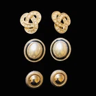 Lot of 3 Vintage 80's Costume Clip On Earrings Jewelry Gold Tone Rhinestones