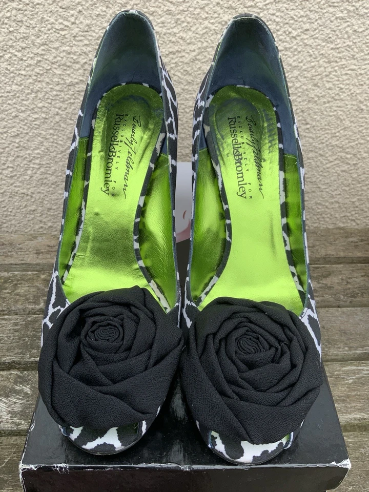 BEVERLY FELDMAN RUSSELL BROMLEY BLACK WHITE Zebra GREEN COURT SHOES 40 7 - Image 2 of 4