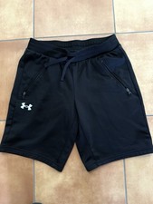 Under Armour Boys Youth Large Black Loose Fit Athletic Shorts Drawstring Pockets