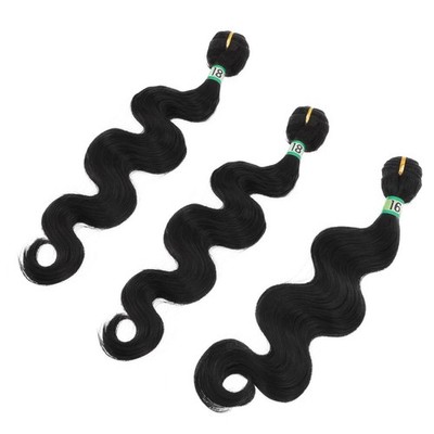 3 Pcs Synthetic Body Wave Hair Bundles Black Extensions