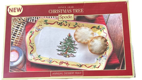 Spode Christmas Tree 2012 Annual Dessert Tray Red Ribbon Partridge Pears Trim - Picture 3 of 5