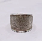 Vintage NF 925 Sterling Silver Textured Band Ring Size 7   7-15mm Wide #1157