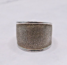 Vintage NF 925 Sterling Silver Textured Band Ring Size 7  7-15mm Wide 1157