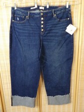 Womens Ava  Viv Size 22R High-Rise Straight Hip  Thigh Cuffed Blue Denim Jeans