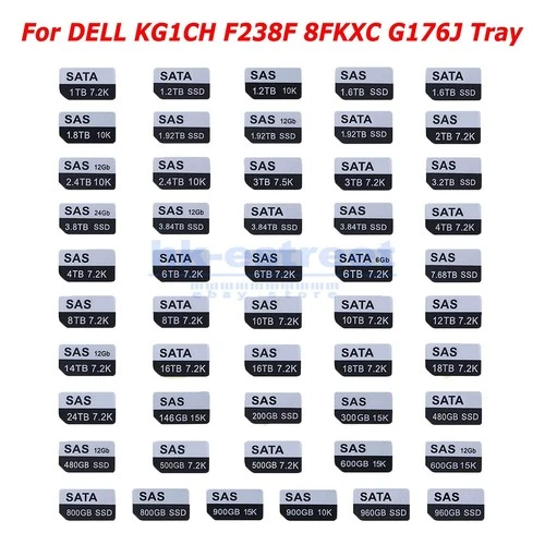 20X 8FKXC KG1CH Tray Caddy Adhesive Stickers Labels FOR DELL G13/12 HDD Stickers